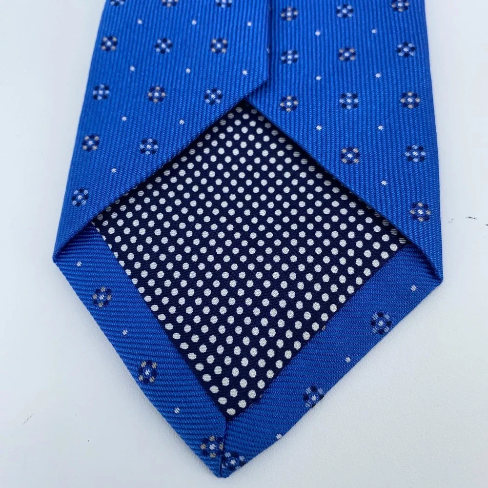 Eton Tie Mens‎ One Size Blue Patterned Silk Classic Luxury Necktie England Made